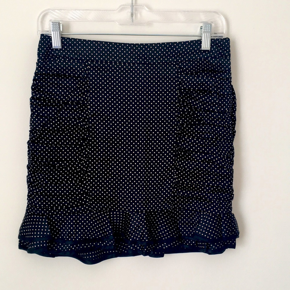 Bebe black and white polka dot silk skirt